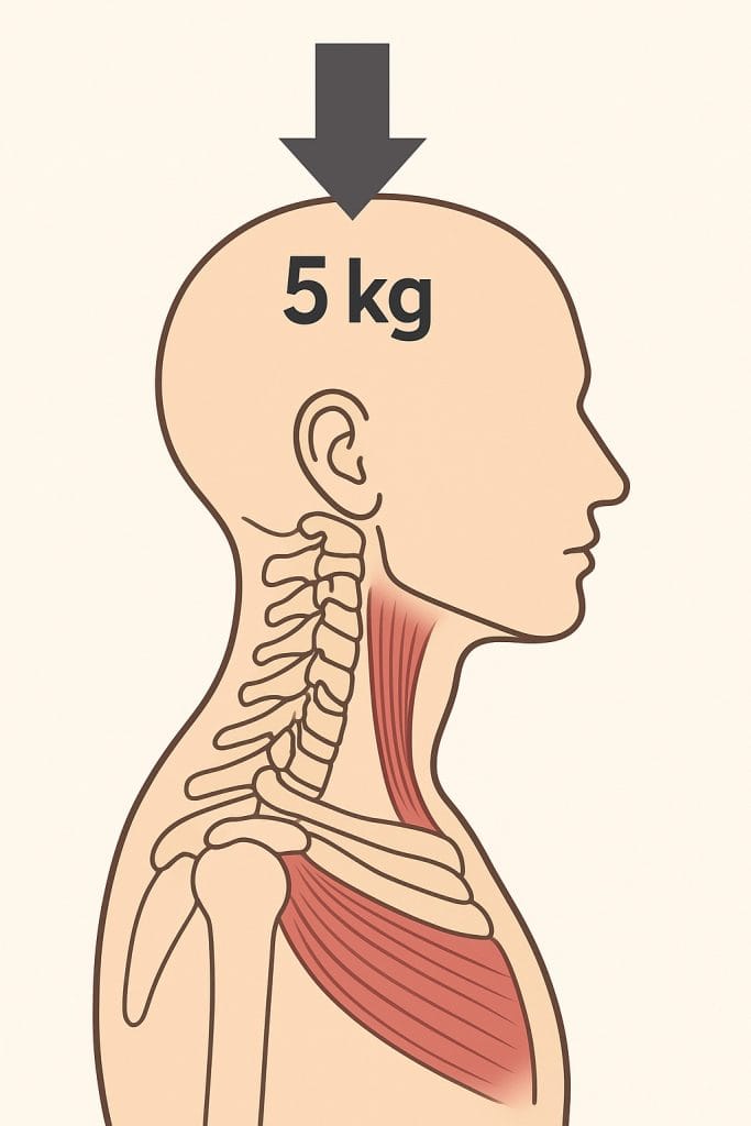 average adult head weighs around 5 kilograms