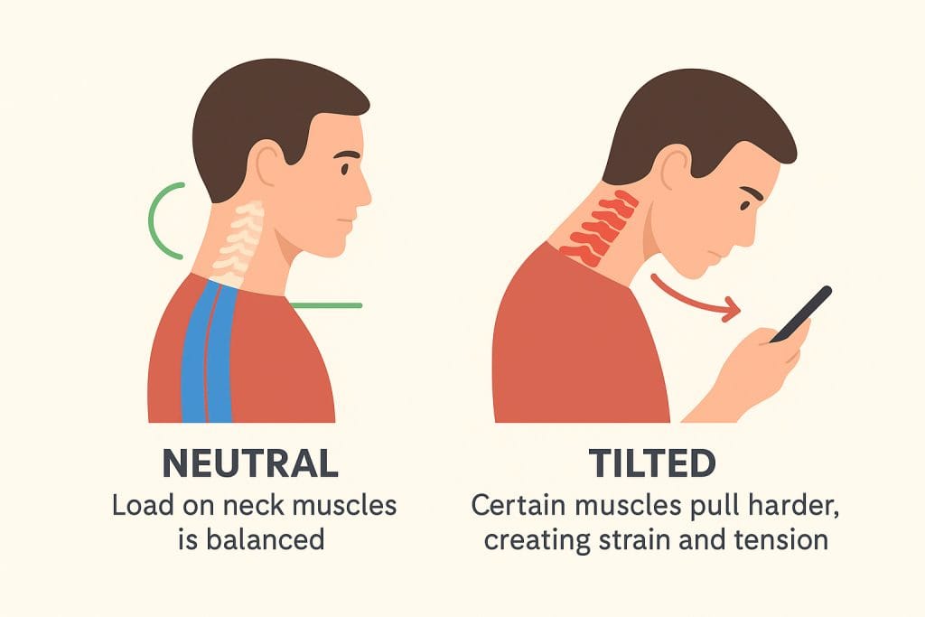 neutral and tilted position of the head and the neck